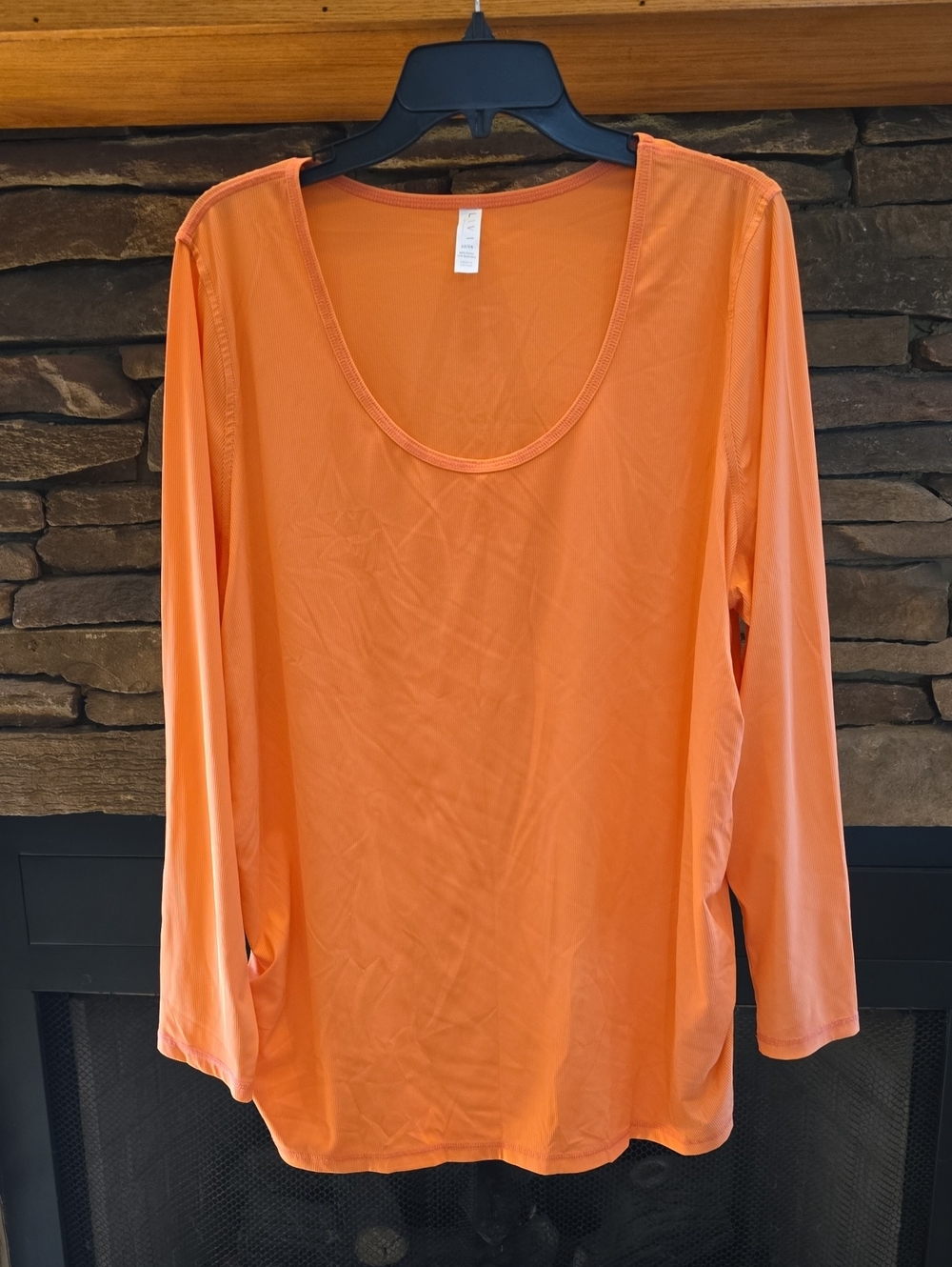 Everyday Scoop-Neck Long Sleeve Top — Bright Peach